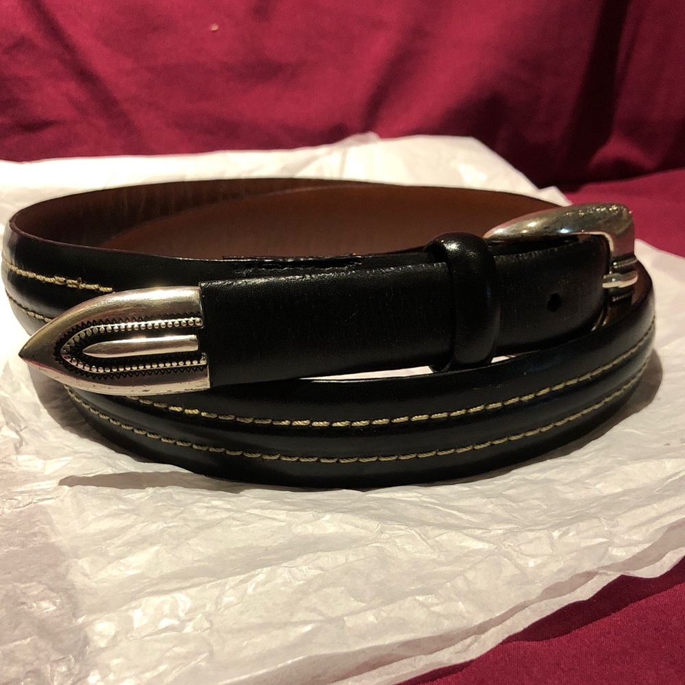 Brighton Black Leather Belt with Silver Buckle
